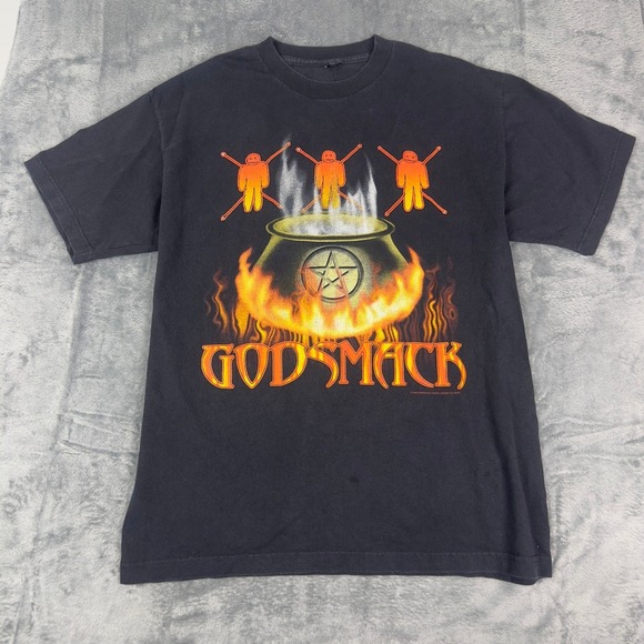 Godsmack Other - Vintage 1999 Godsmack Band T Shirt Black Pentagram Cauldron Giant Tag Men's L